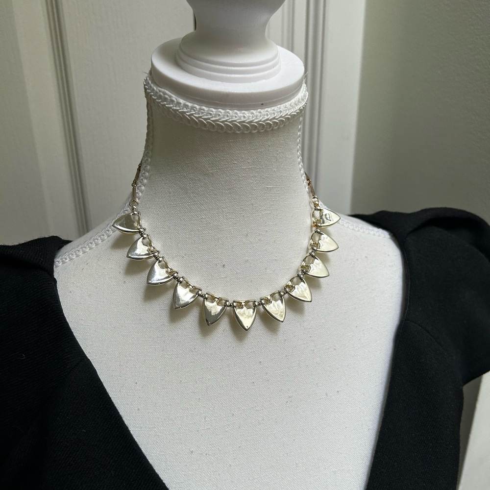 Vintage Yellow (heart or shield shape) Necklace with Silver Accents - Picture 6 of 9